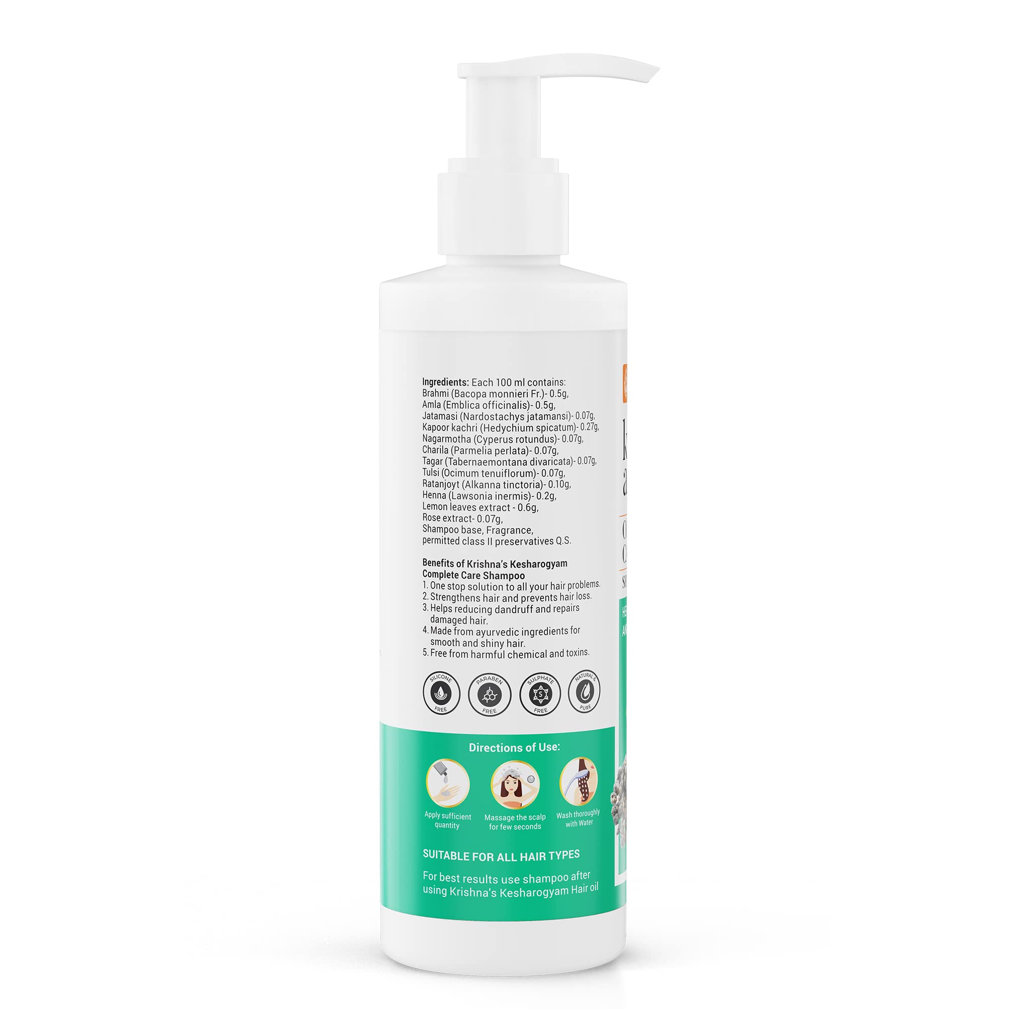 Krishna's Kesharogyam Complete Care Shampoo 200ml (Pack of 2) - Ayurvedic Hair Treatment with Amla, Jatamasi, Nagarmotha & Ratanjyot - Promotes Hair Growth & Scalp Health - Ideal for Dry, Damaged Hair & Dandruff Control