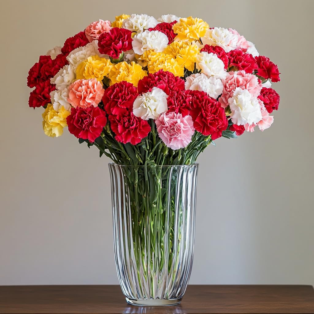 100 Assorted Fresh Carnations - Beautiful Birthday, Anniversary, Wedding & Home Decor Flowers - Perfect for Gifts, Events & Floral Arrangements (OM)