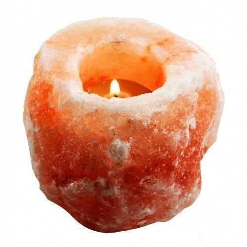 Himalayan Salt Tea Light Holder - Natural Rough Candle Lamp for Home Decor, Meditation & Relaxation - Handcrafted Unique Gift for Spa, Yoga & Aromatherapy