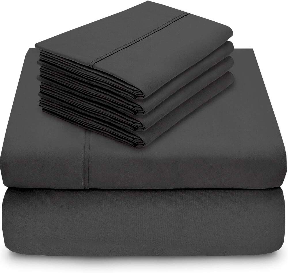 Happy at Home 6-Piece Queen Size Sheet Set - 100% Egyptian Cotton Deep Pocket Sheets (Fits 18