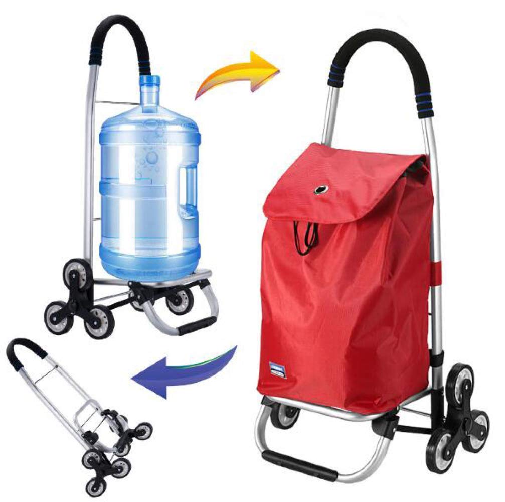 **Collapsible Folding Wagon with 6 Wheels - 40L Waterproof Shopping Cart with Lid & Zip Pocket - Lightweight, Sturdy & Stable Mobility Aid for Groceries, Beach, Camping & Outdoor Activities (Red)**