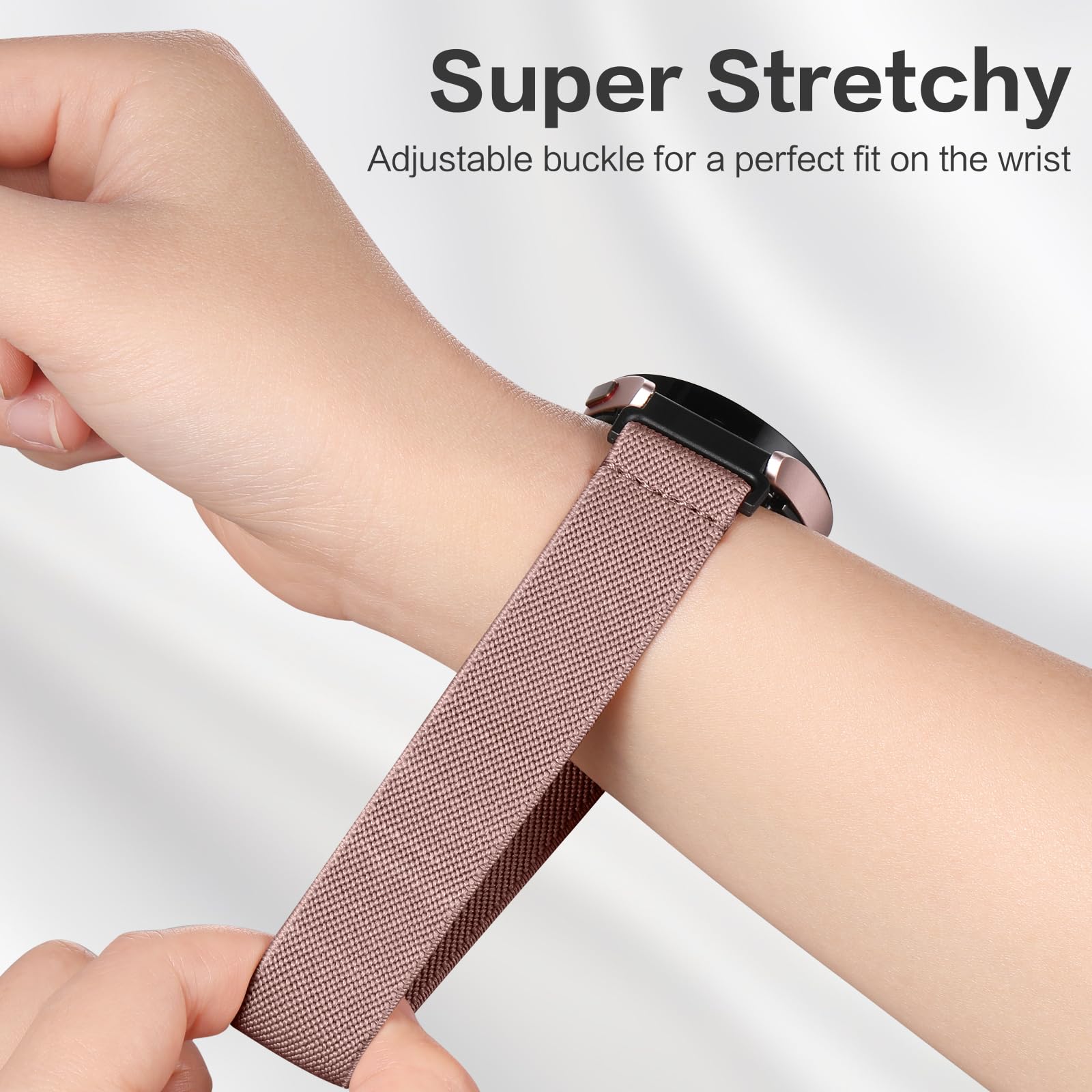 DaQin 4 Pack Stretchy Nylon Solo Loop Watch Bands - Compatible with Samsung Galaxy Watch 7/6/5/4/Classic/Active 2/5 Pro - 20mm Soft Adjustable Sport Strap for Workouts, Running & Daily Wear
