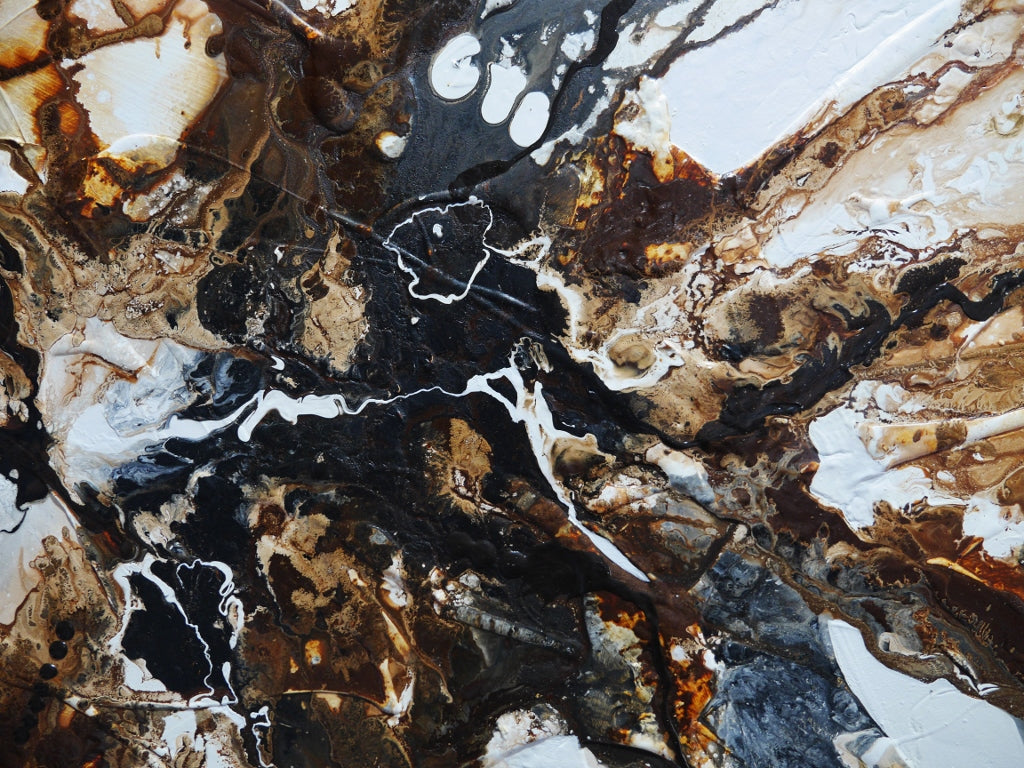 240cm x 100cm Neutral Oxide Rust White Black Textured Abstract Canvas Painting - Modern Wall Art for Living Room, Bedroom & Office Decor