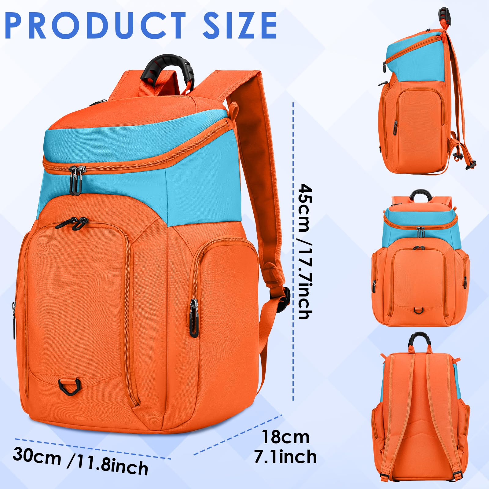BROTOU Basketball Backpack with Ball Compartment - Custom Football & Soccer Backpack for Rugby, Volleyball, Baseball - Large Capacity Sports Equipment Bag for Men & Women - Perfect for Gym, Training, Travel & Outdoor Activities