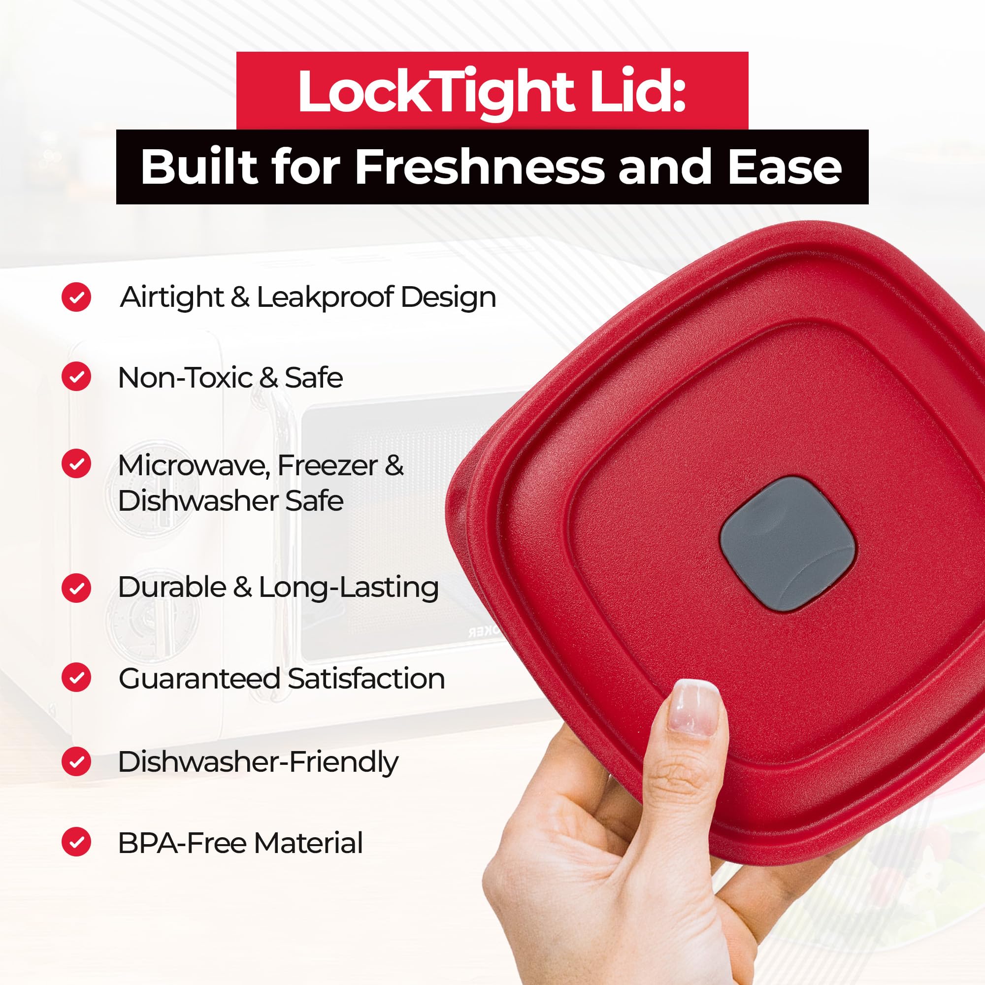 Rubbermaid Food Storage Container Replacement Lids (3/5/7 Cup) - 3 Pack Set - Airtight & Leakproof for Fresh Food Storage - Perfect for Meal Prep, Leftovers & Pantry Organization