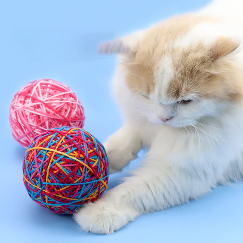 POPETPOP Self-Happy Ball Kitten Toys - Interactive Cat Teaser with Sisal & Plush for Teething, Cleaning & Play - Perfect for Indoor Cats, Boredom Relief & Bonding Time