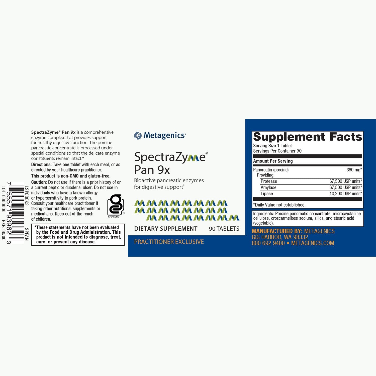 SpectraZyme Pan 9x - Premium Enzyme Supplement for Digestive Health & Gut Support | Supports Protein, Carb & Fat Digestion | Ideal for Mealtime, Post-Workout & Daily Wellness