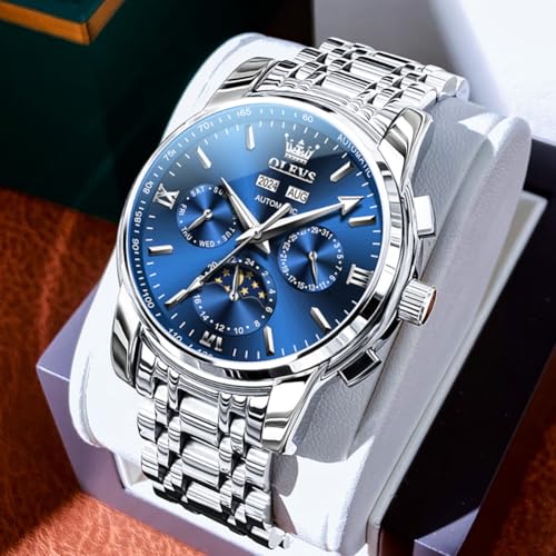 6633: Silver strap & blue dial