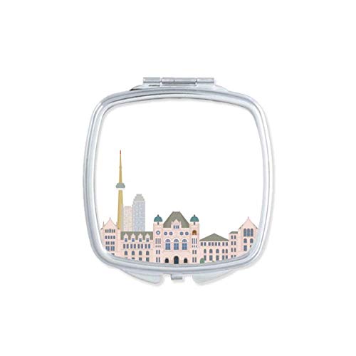 DIYthinker Canada Landmark City Watercolor Cartoon Mirror - Portable Compact Pocket Makeup Mirror with Double Sided Glass - Perfect for Travel, Home & Office Use