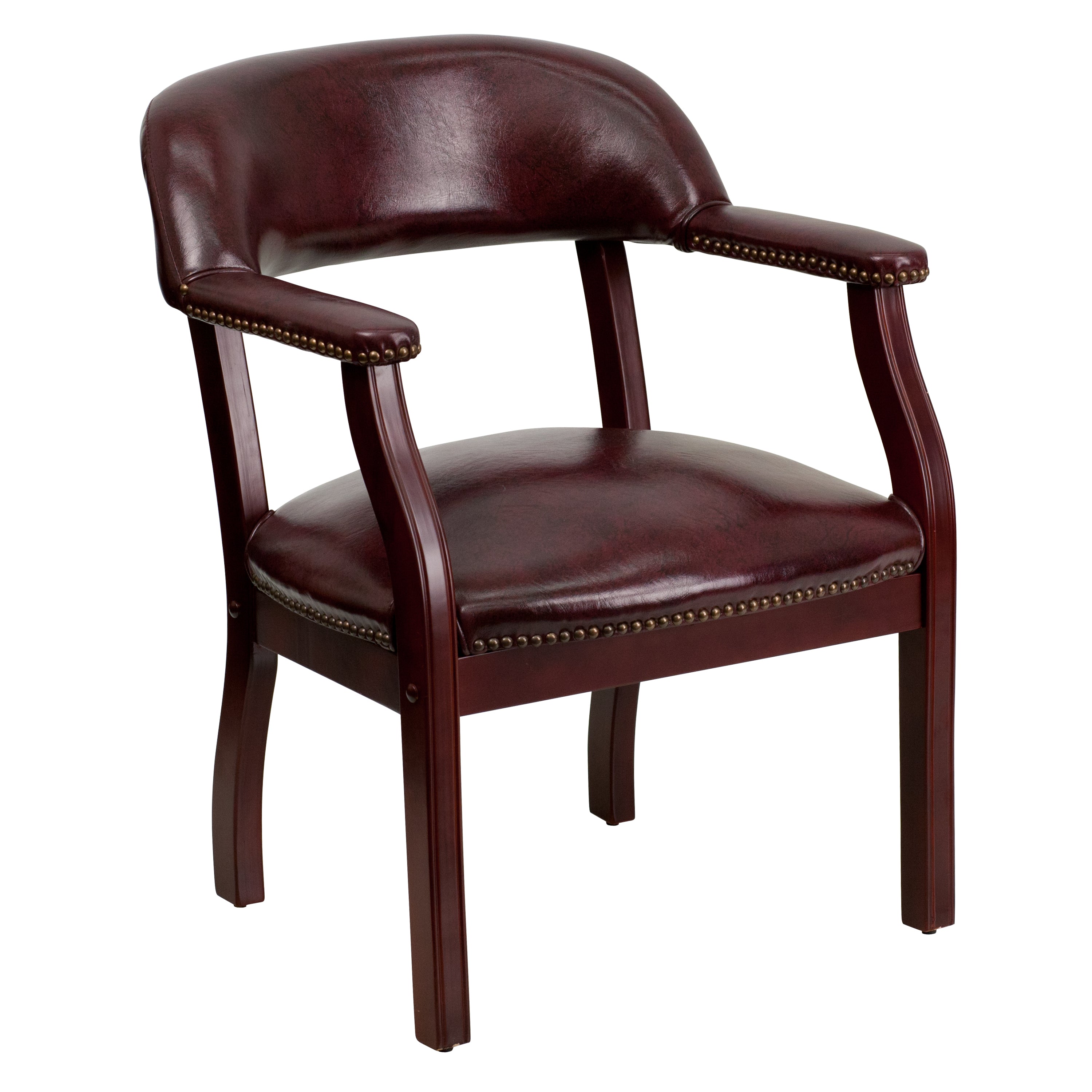 Premium Traditional Vinyl Conference Chair with Elegant Nailhead Trim - Perfect for Office Meetings, Executive Suites & Home Offices