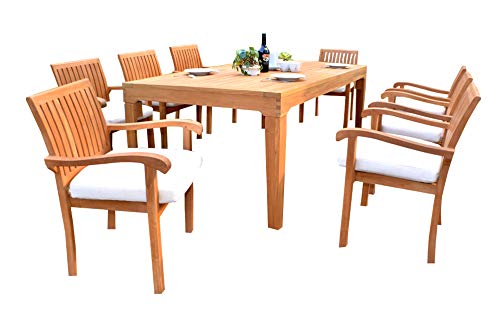 Premium 9-Piece Outdoor Patio Teak Dining Set - 122