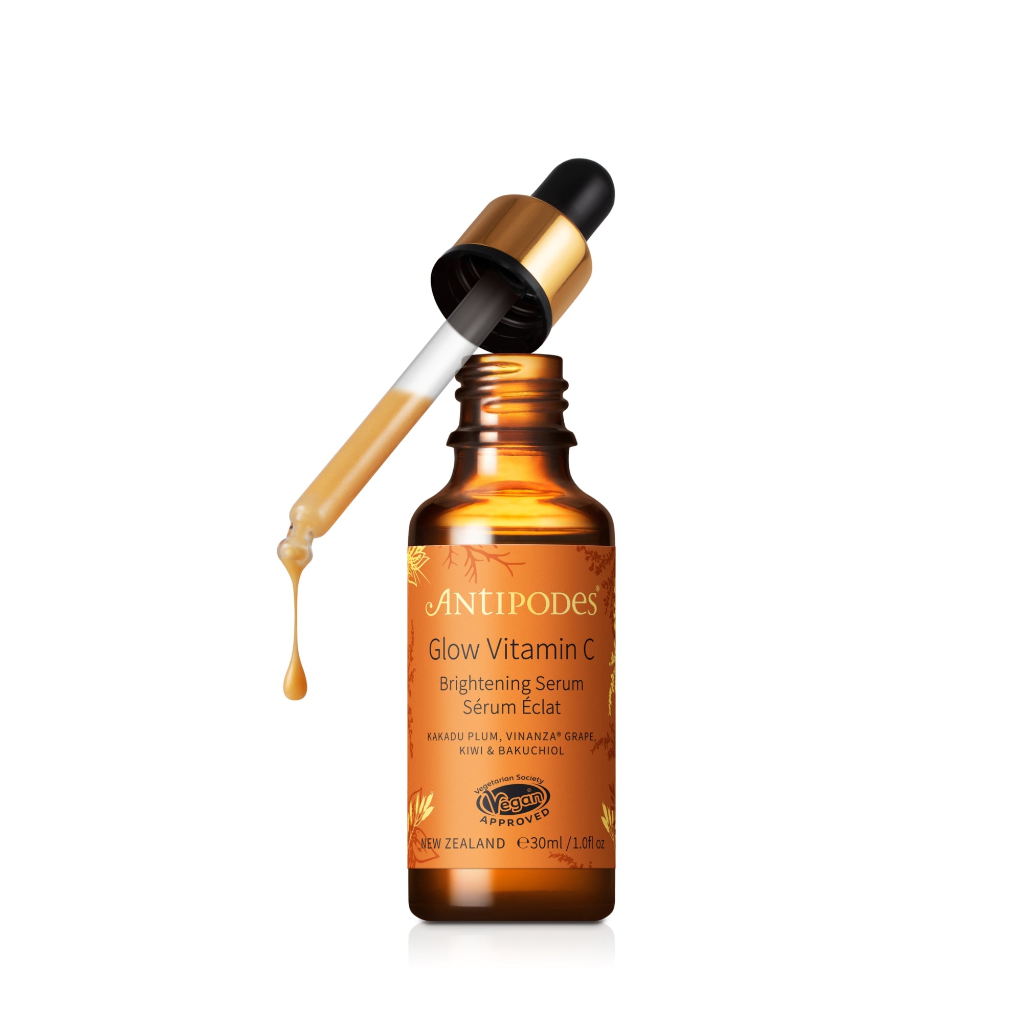 Antipodes Glow Ritual Vitamin C Serum with Plant Hyaluronic Acid - Brightening & Hydrating Facial Serum for Radiant Skin | Perfect for Daily Skincare Routine & Anti-Aging Care