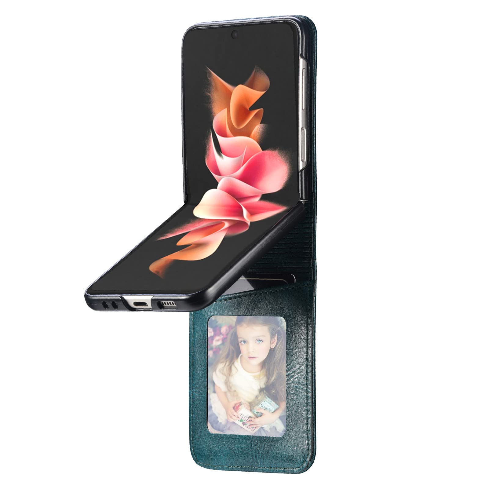 Premium Leather Wallet Case for Samsung Galaxy Z Flip 3 5G (2021) - Slim Protective Cover with Card Holder & RFID Protection (Blue) - Perfect for Travel, Business & Everyday Use