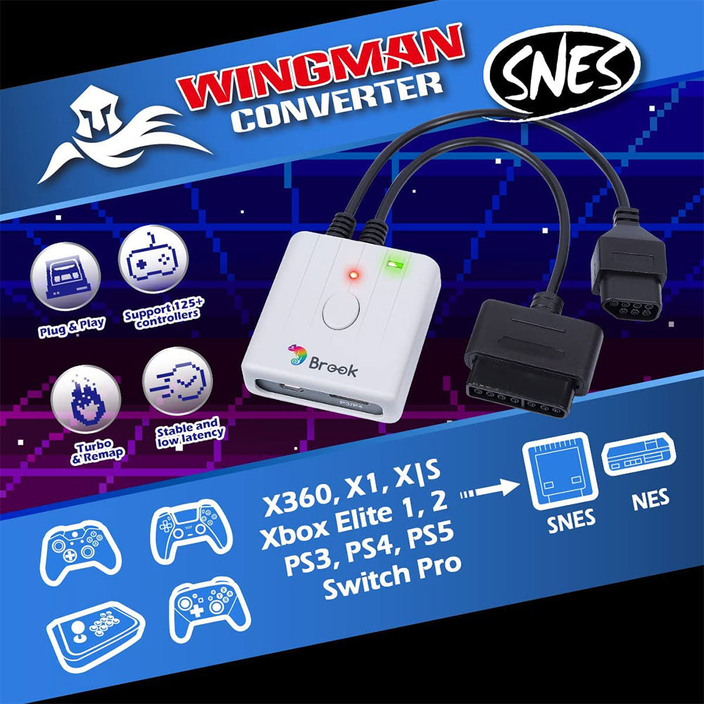 Brook Wingman SNES Converter - Play Classic SNES Games on Modern TVs & Consoles - Perfect for Retro Gaming Enthusiasts & Collectors