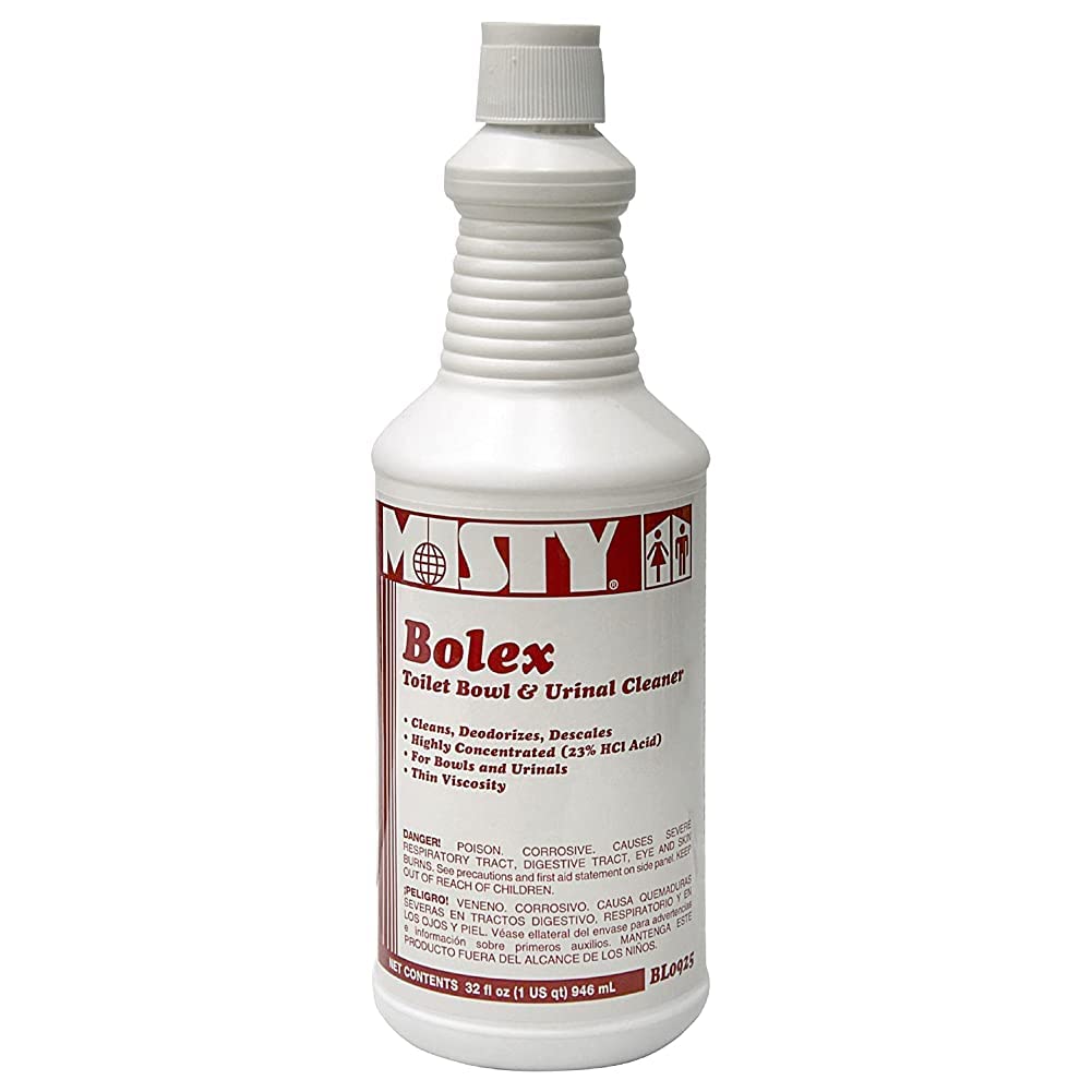 MISTY Bolex Toilet & Urinal Cleaner Concentrate - 32 oz (Pack of 12) | Powerful Bathroom Cleaner for Stains & Odors | Ideal for Homes, Hotels & Commercial Restrooms