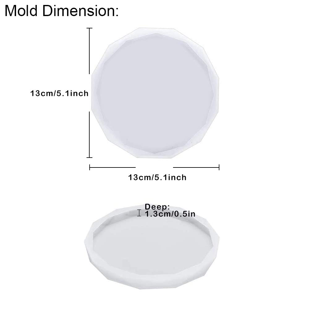 RESINWORLD 4 Pack Diamond Edge Crystal Coaster Silicone Molds for Epoxy Resin Casting - Large Round Geode Coaster Molds for DIY Home Decor, Wedding & Party Decorations