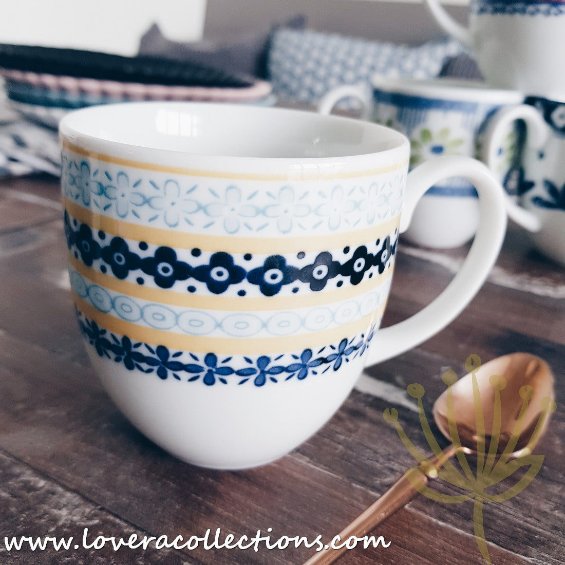 Awasaka Japan Blue & Yellow Floral Tea & Dinnerware Set - Elegant Japanese Ceramic Cups, Plates & Serving Dishes for Afternoon Tea, Dinner Parties & Home Decor