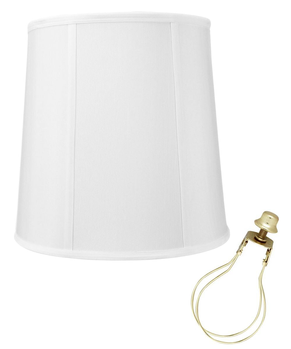 10x12x12 Clip On Fitter White Shantung Fabric Drum Lampshade - Perfect for Bedroom, Living Room & Office Lighting Decor