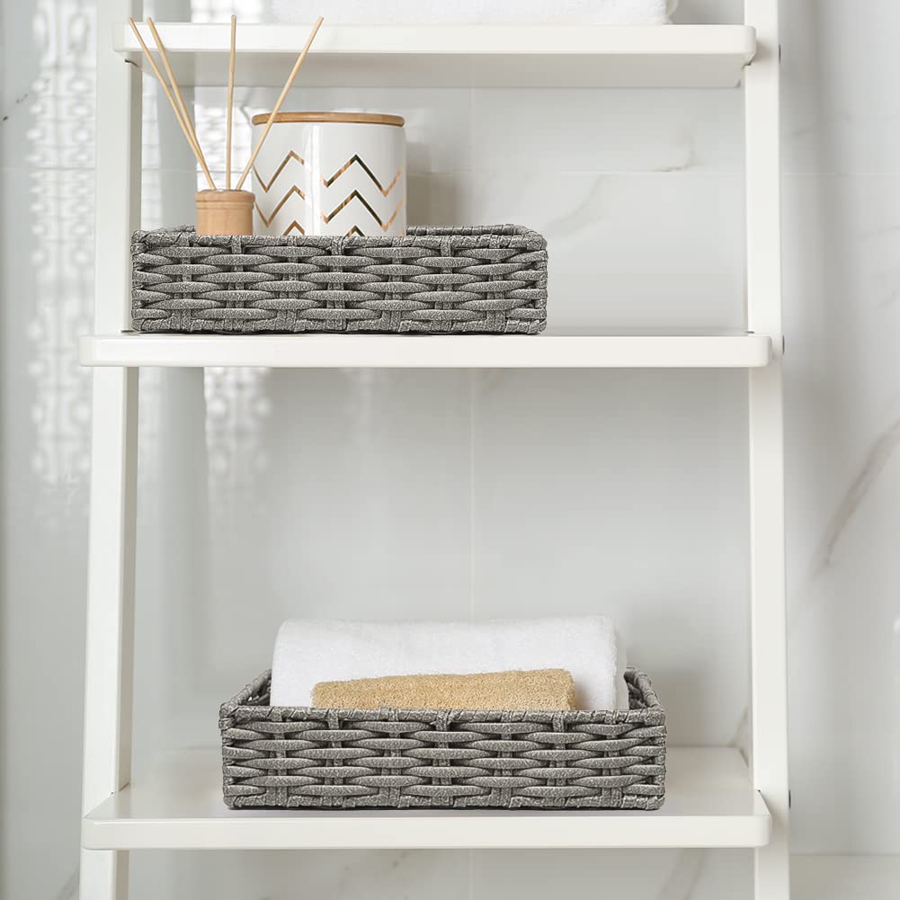 HOSROOME Wicker Bathroom Storage Organizer - Decorative Toilet Paper Basket & Hand Towel Holder for Tank Top, Kitchen & Bread Storage | Perfect for Bathroom, Laundry Room & Farmhouse Decor