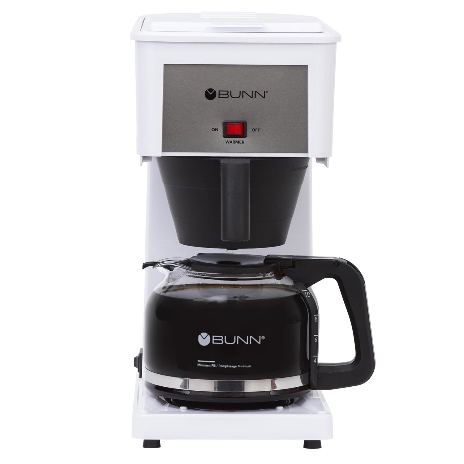 BUNN GRW Velocity Brew 10-Cup Home Coffee Maker - Fast Brewing White Coffee Machine for Office, Kitchen & Breakfast Use