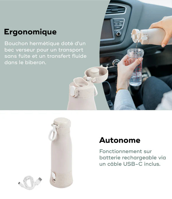 Babymoov Moov & Feed Portable Rechargeable Baby Bottle Warmer - Fast Heating & Safe Mineral Technology | Perfect for Travel, Nursing, and On-the-Go Parents