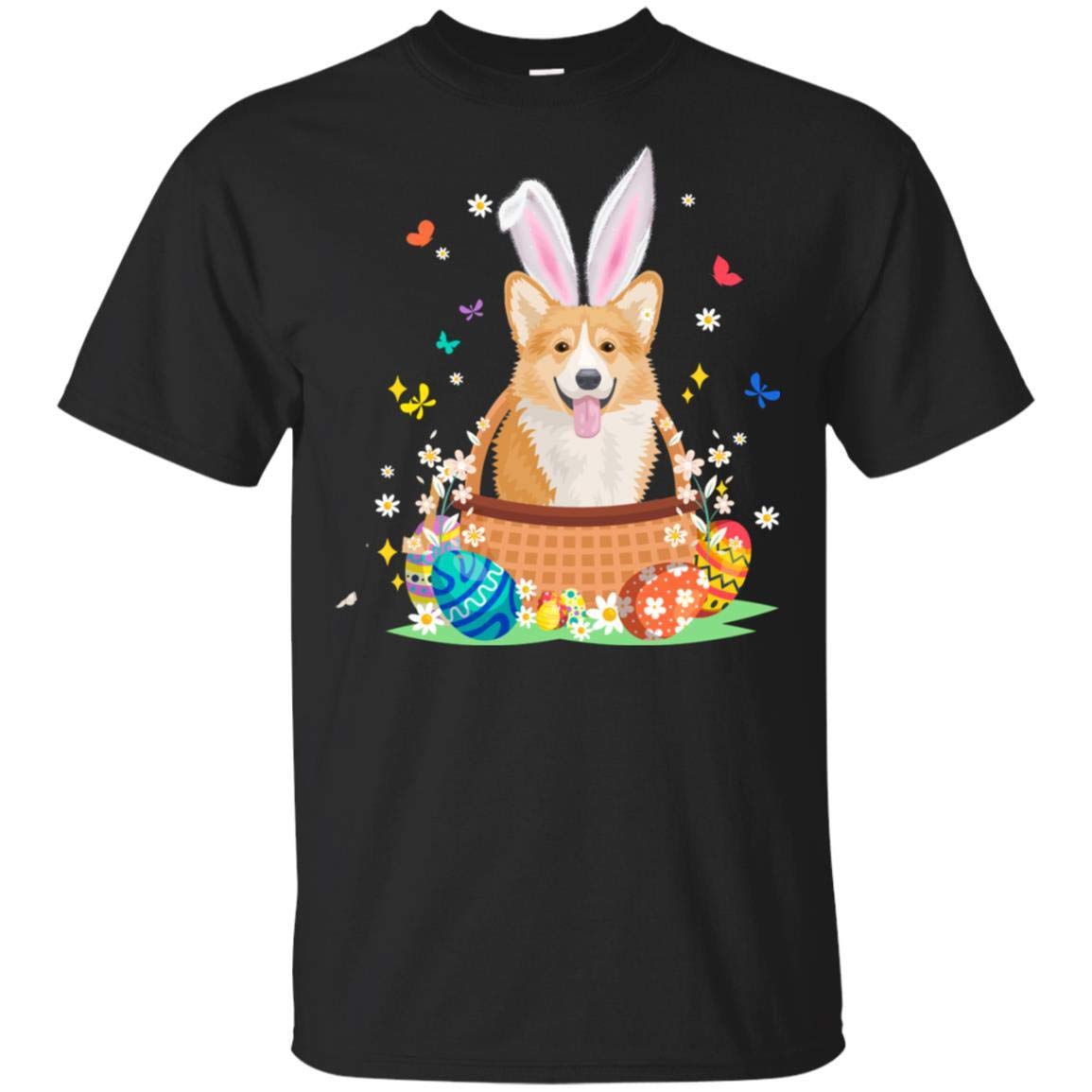 Corgi Bunny Hat Easter T-Shirt - Fun Short Sleeve Tee for Easter Party