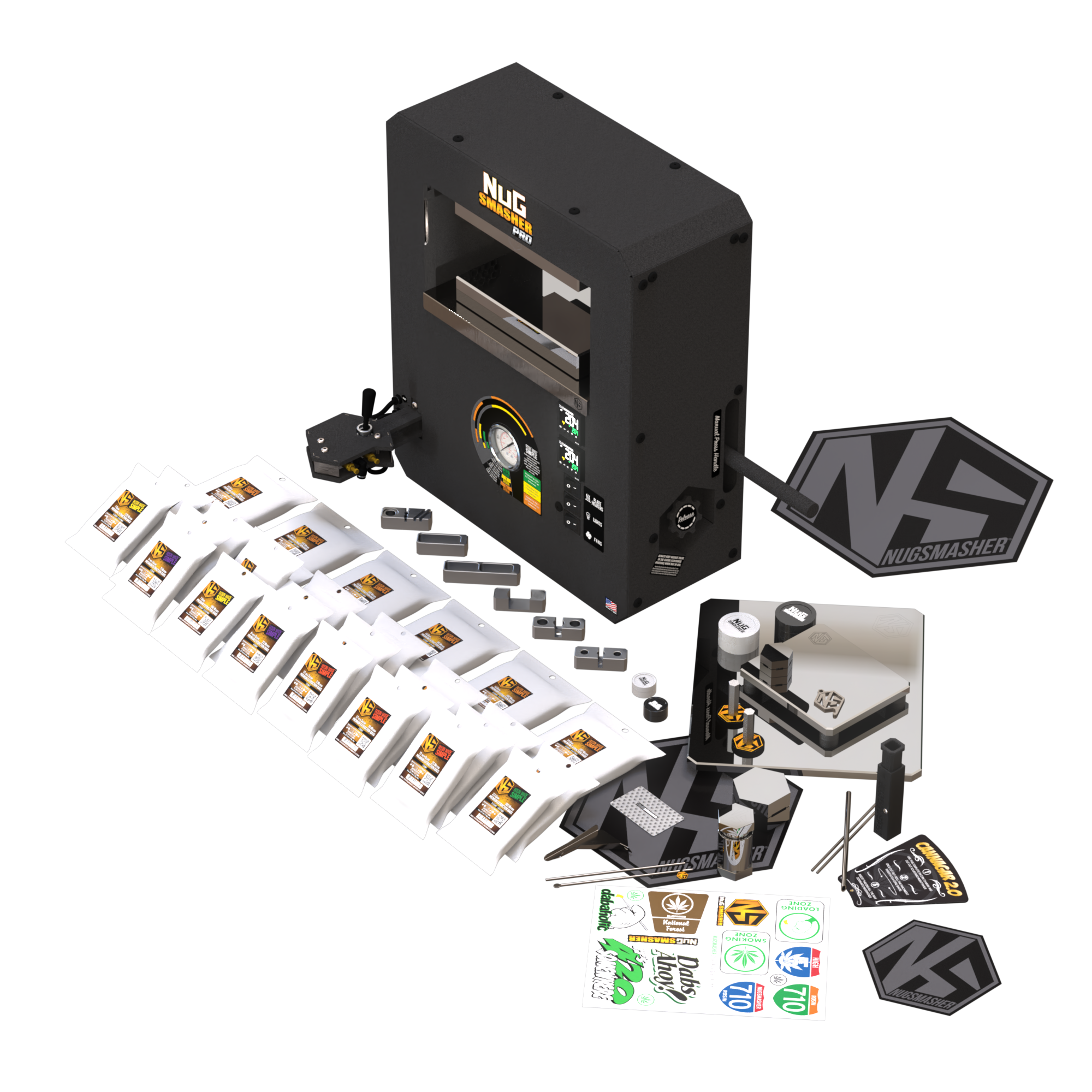 NugSmasher Pro 20 Ton Rosin Press Kit - Hydraulic Heat Press Machine for Extracting Rosin, Wax & Concentrates - Perfect for Home & Commercial Cannabis Extraction (Bundle Includes Accessories)