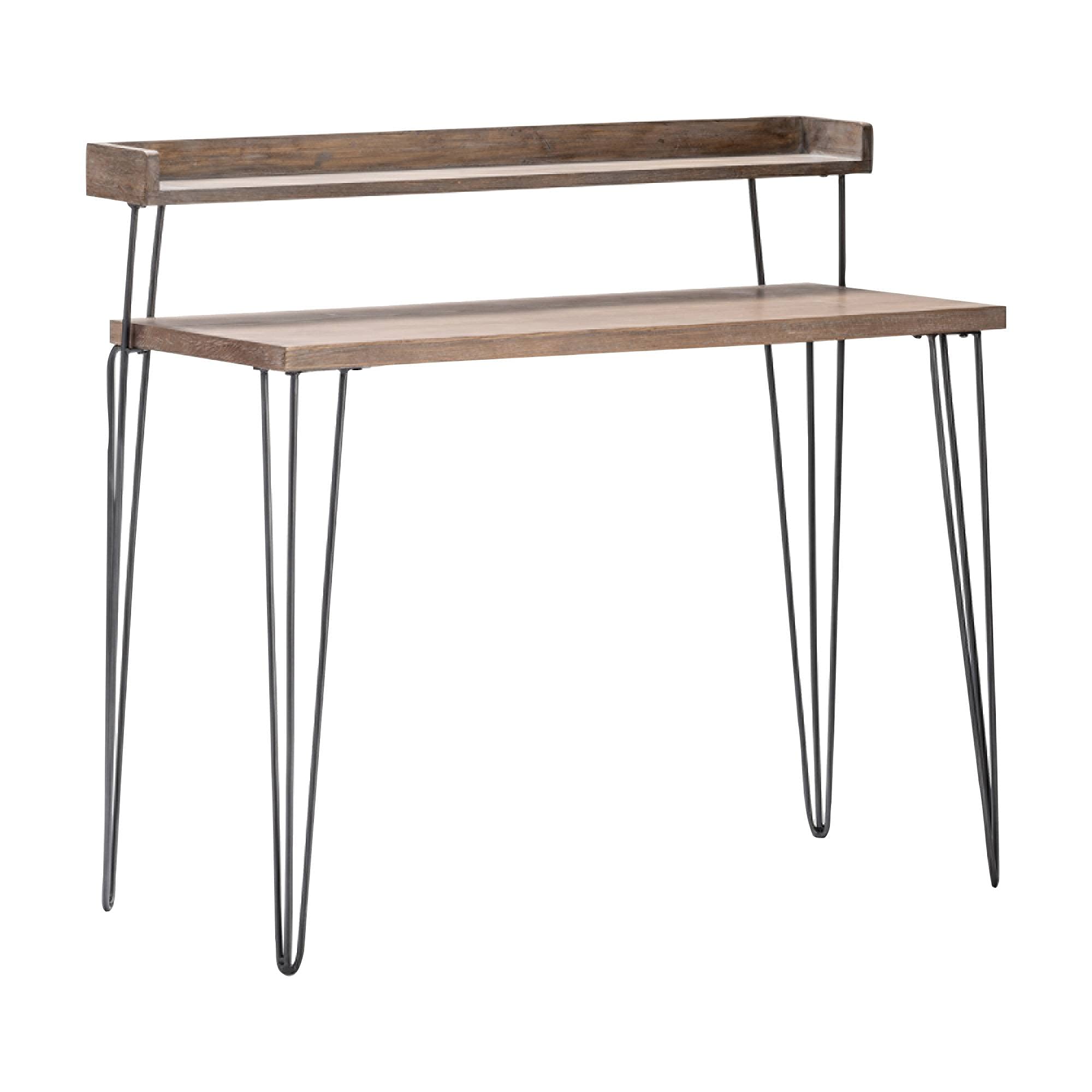 Distressed Brown Wood 2-Tier Desk - 39