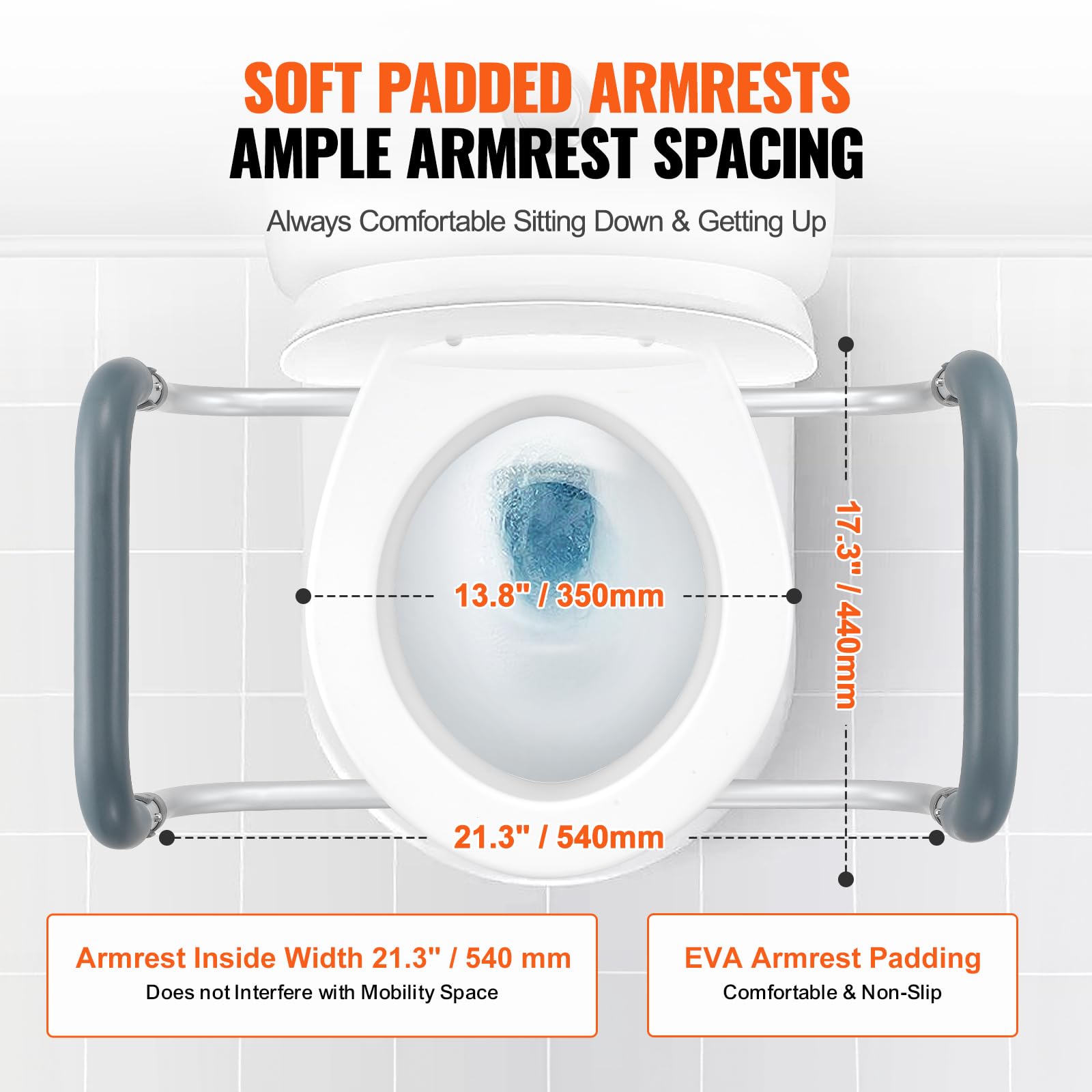 VEVOR Raised Toilet Seat with Handrails - 3.5