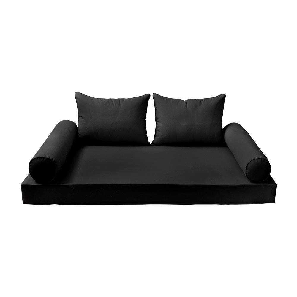 Prolinemax Twin-XL Daybed Mattress Cover - Outdoor Style 4 Piped Trim Bolster Pillow Fitted Sheet (AD109) | Waterproof & Durable | Perfect for Patio, Sunroom, or Guest Bedroom