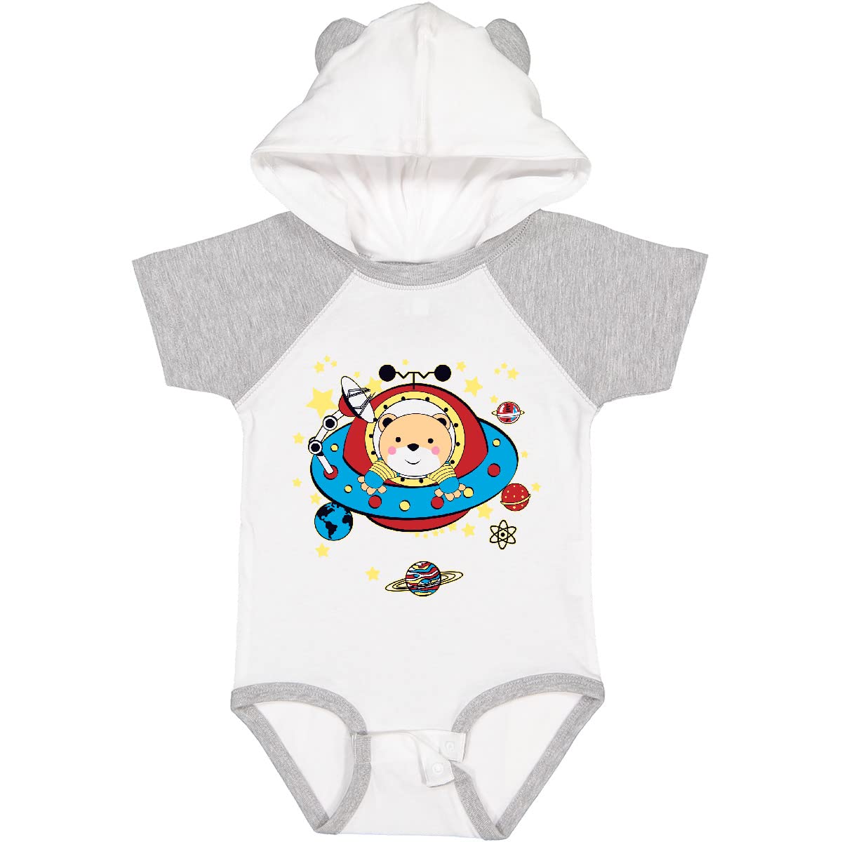 Inktastic UFO Space Bear Baby Bodysuit - Cute Astronaut Bear Onesie for Infants & Toddlers - Perfect for Space-Themed Birthday Parties, Baby Showers & Photo Shoots