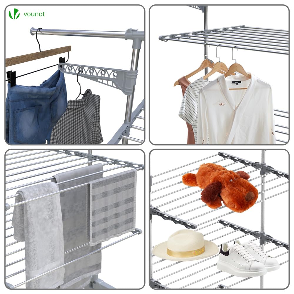 Large 3-Tier Foldable Stainless Steel Clothes Drying Rack | Indoor/Outdoor Laundry Airer | Space-Saving Clothes Horse for Apartments, Balconies & Travel