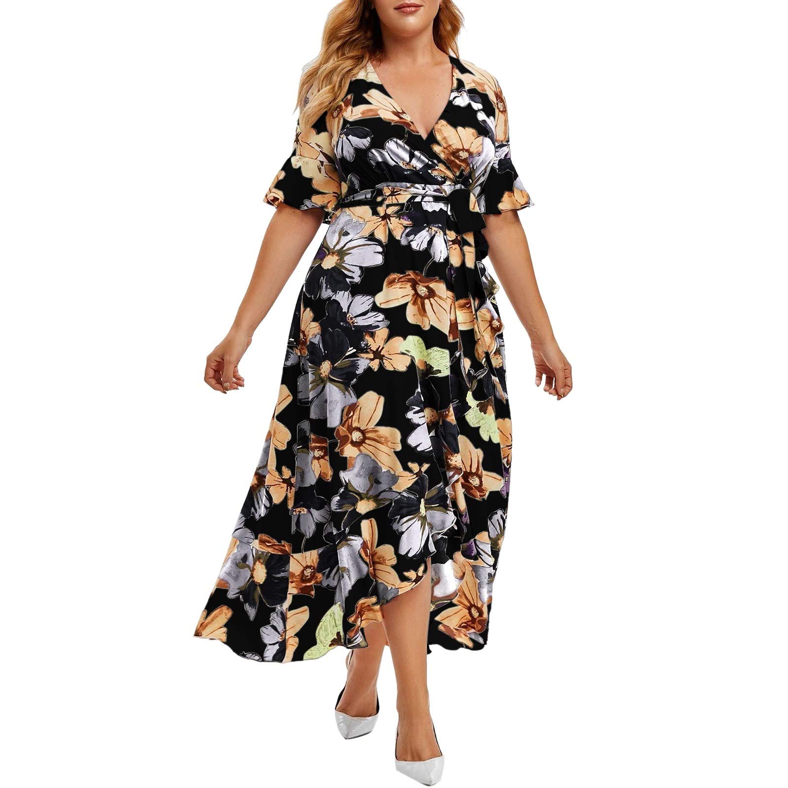 Elegant Floral Long Dress for Women - Vintage Wedding Guest Dress, Summer & Fall Party Cocktail Dress | Perfect for Weddings, Garden Parties & Formal Events