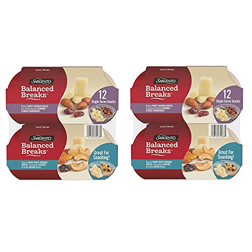 Sargento Balanced Breaks Variety Snack Pack - Natural Sharp White Cheddar Cheese, Sea Salted Almonds, Cashews & Dried Cranberries (2 Pack) | Healthy On-the-Go Snacks for Work, School & Travel | Gourmet Cheese & Nut Snack Box