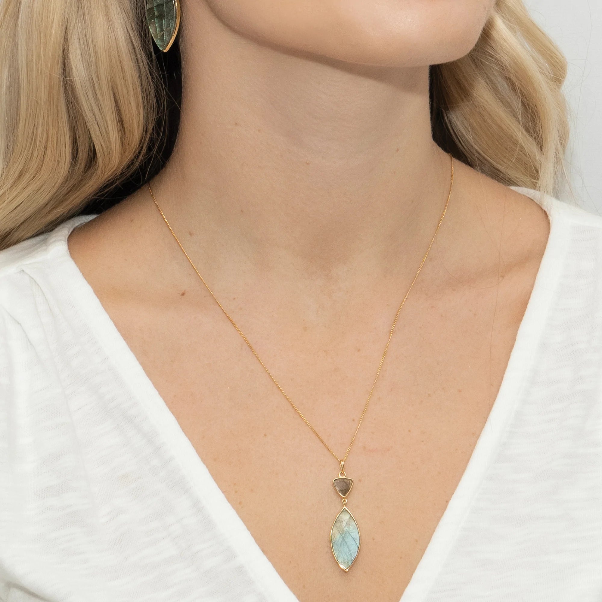Labradorite Drop Necklace - Genuine Gemstone Pendant Jewelry for Women | Perfect for Boho, Spiritual & Everyday Wear