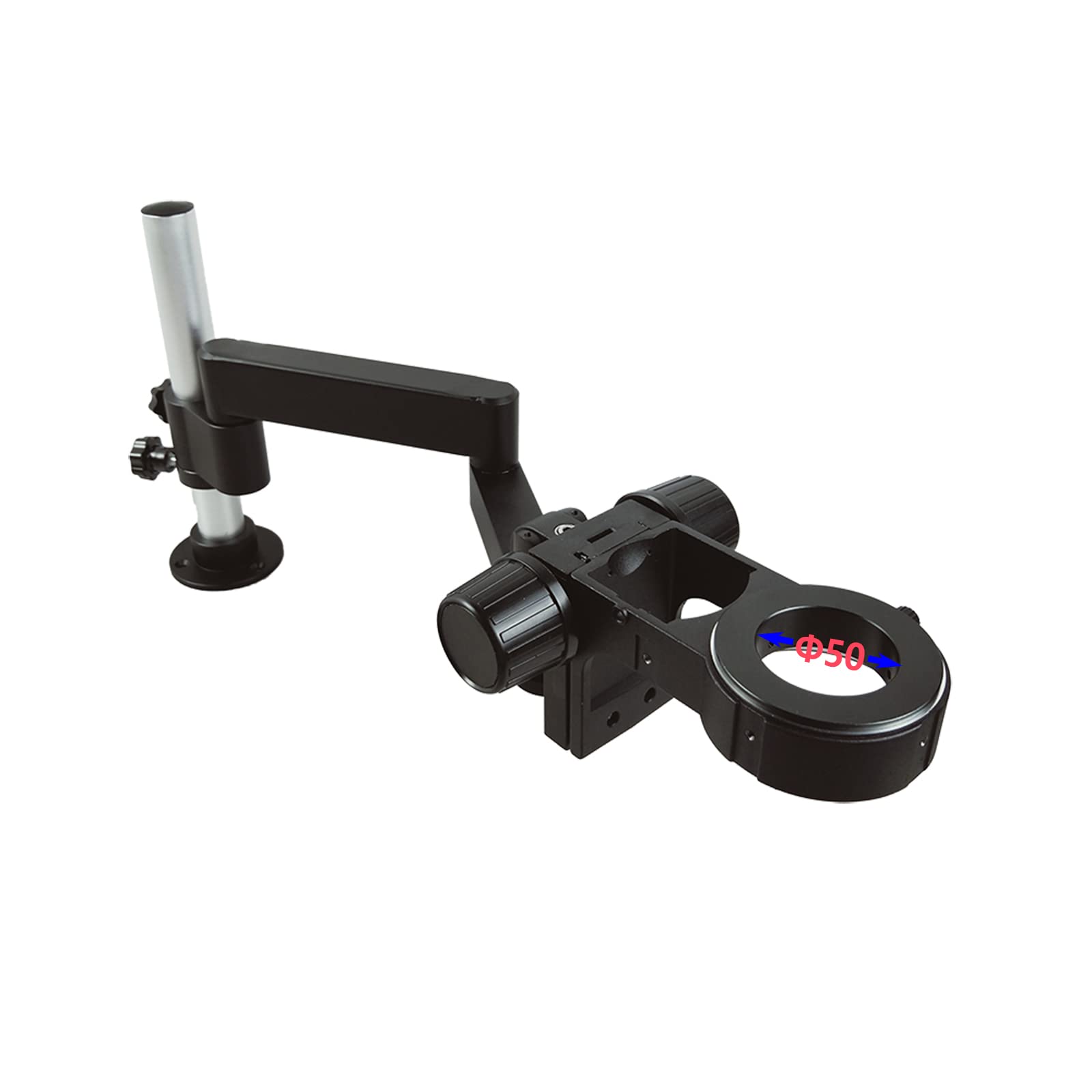 Professional Microscope Articulating Universal Rotatable Arm Stand with Clamp - 50mm Black Microscope Accessory for Stereo Trinocular Microscopes | Perfect for HDMI Camera Lens, Phone Repair & Soldering Tools | Ideal for Electronics Labs, Jewelry Making & Scientific Research