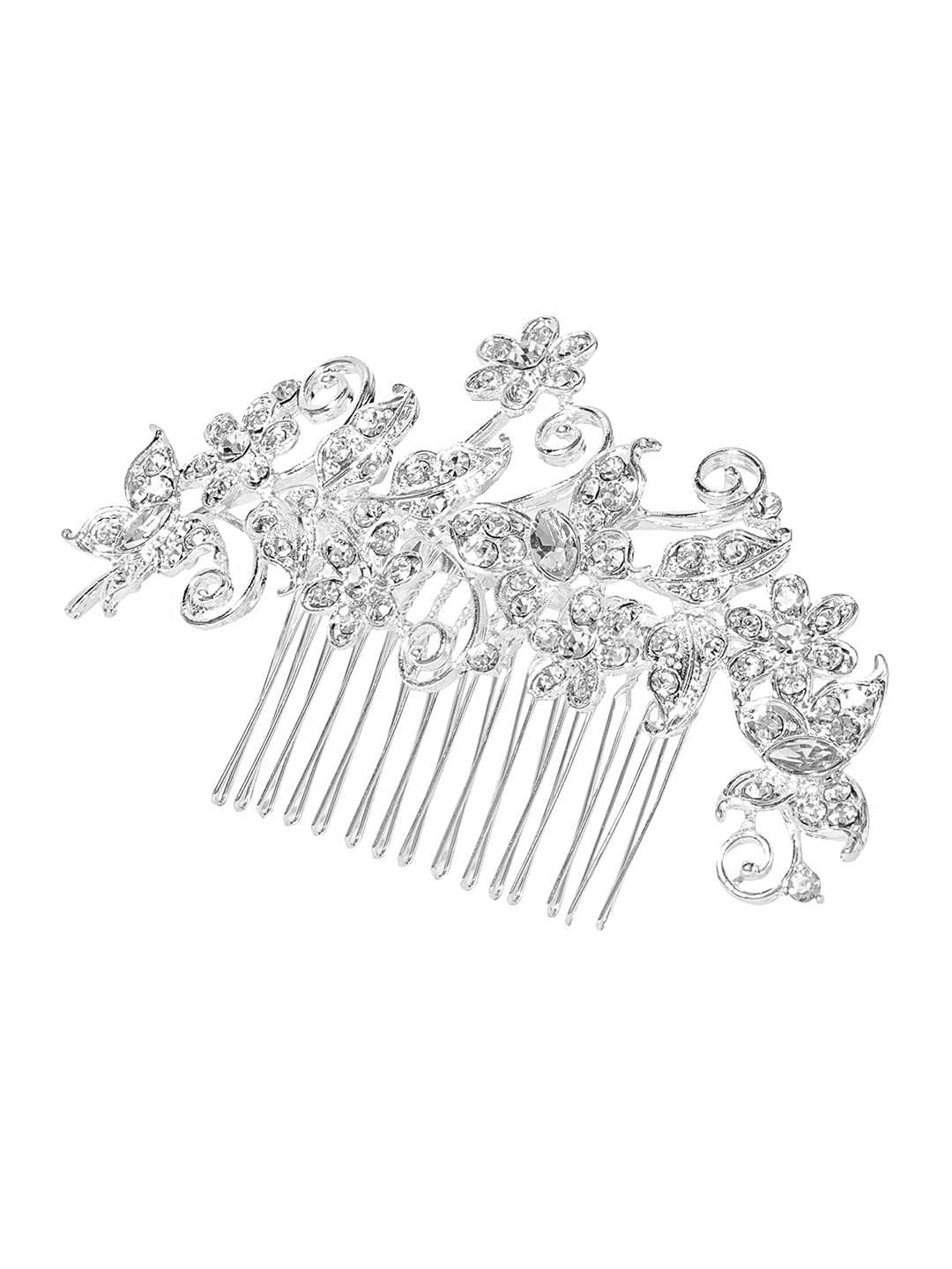 Elegant Yellow Crystal Floral Hair Comb Pin for Women - Bridal Wedding Hair Accessories, Side Comb Clip for Updos, Half-Up Styles & Special Occasions