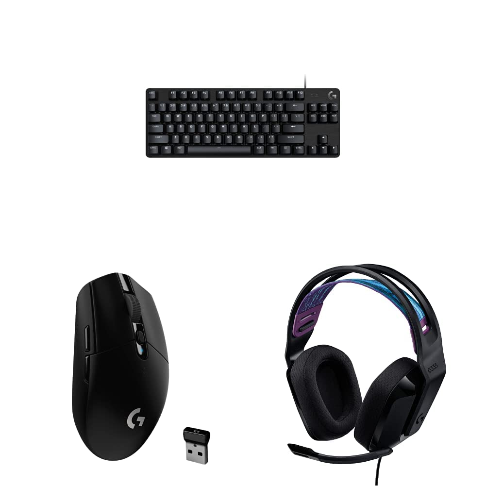 Logitech SE Tenkeyless Mechanical Keyboard, G305 Lightspeed Wireless Gaming Mouse & G335 Wired Gaming Headset Combo - Black | Perfect for PC Gaming, Office Work & Streaming Setup