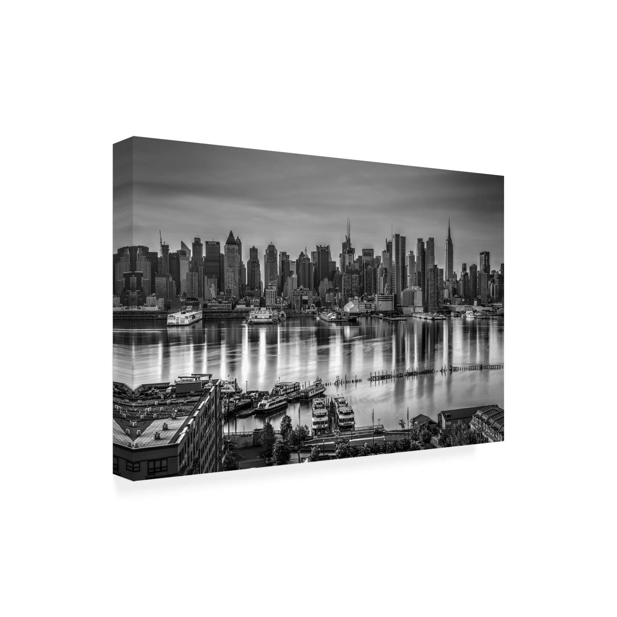 David Ayash Midtown Manhattan Skyline Black & White Art Print - 30x47 Inches, Modern Cityscape Wall Decor for Living Room & Office | Trademark Fine Art MA01034-C3047GG