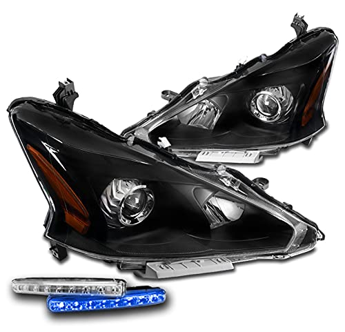 2013-2015 Nissan Altima Sedan 4DR Projector Headlights - Black Housing with 6