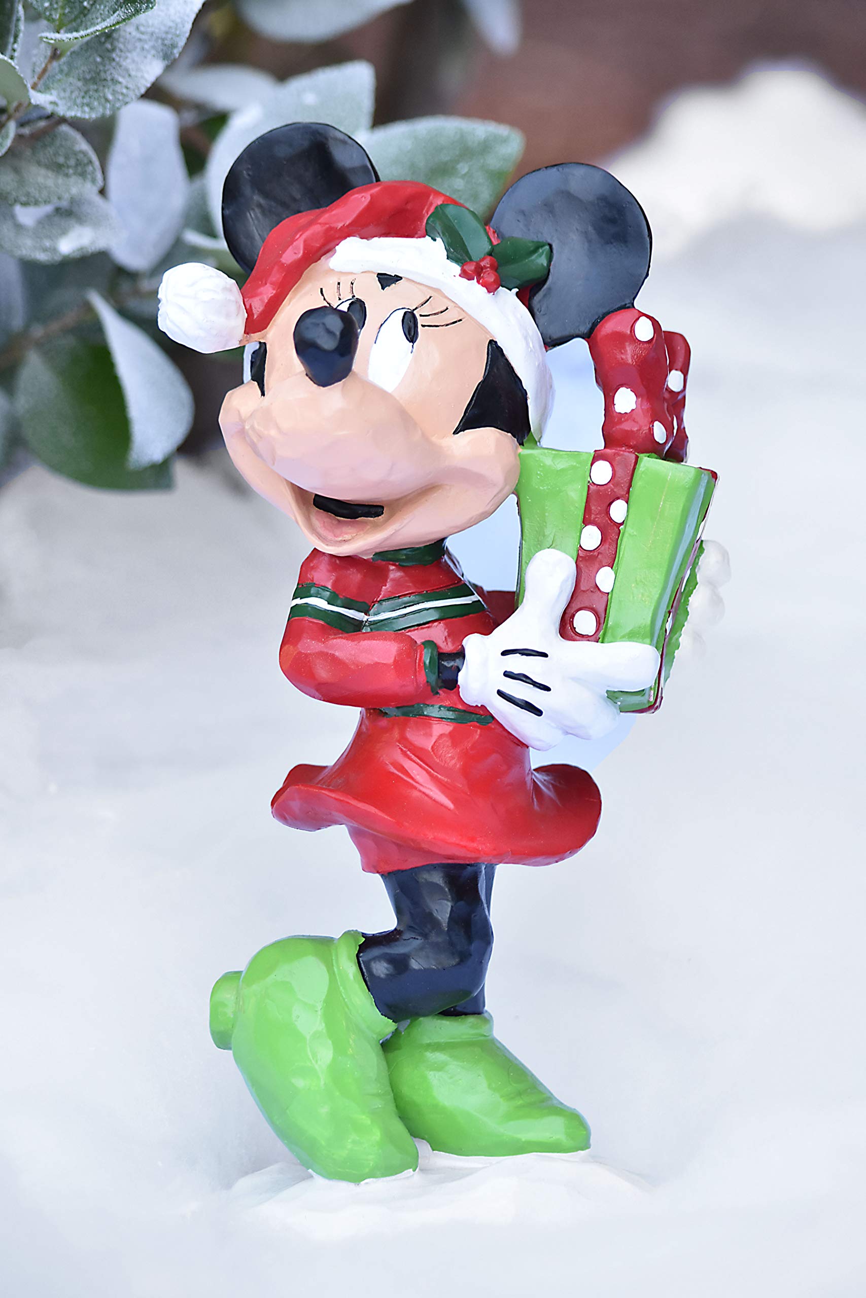 Disney Minnie Mouse Christmas Garden Statue - 11 Inch Tall Outdoor Holiday Decor, Officially Licensed Disney Collectible for Yard, Patio & Seasonal Display
