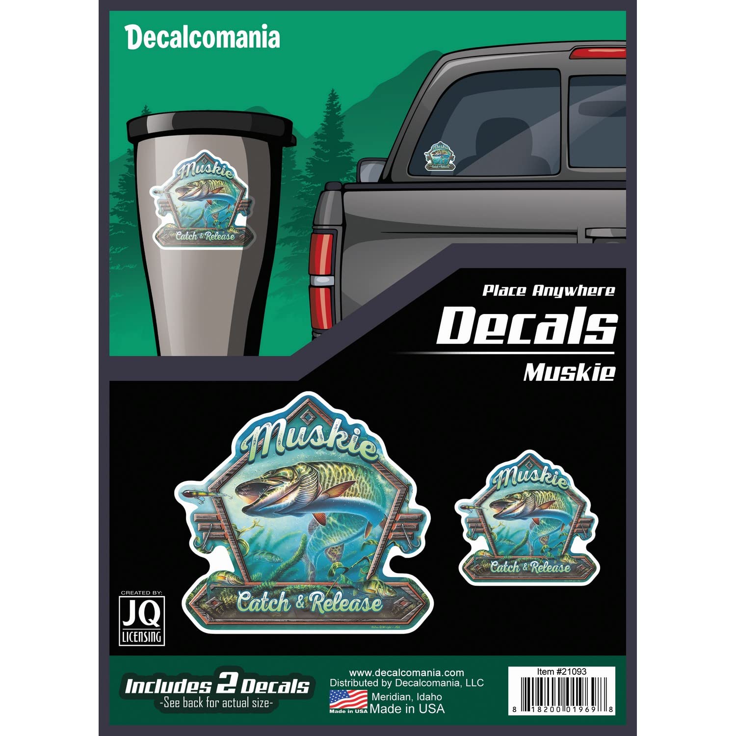 Premium Muskie Catch & Release Fishing Decals - Set of 2 Durable Vinyl Stickers for Cars, Trucks, Boats, Tumblers & Laptops - Perfect for Anglers & Fishing Enthusiasts