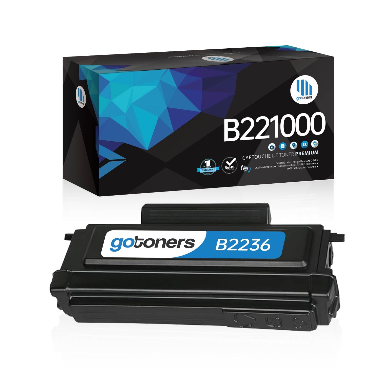 B221000 B2236 Black Toner Cartridge Replacement for Lexmark B2236dw MB2236adw Laser Printer - High Yield Printing for Office & Home Use