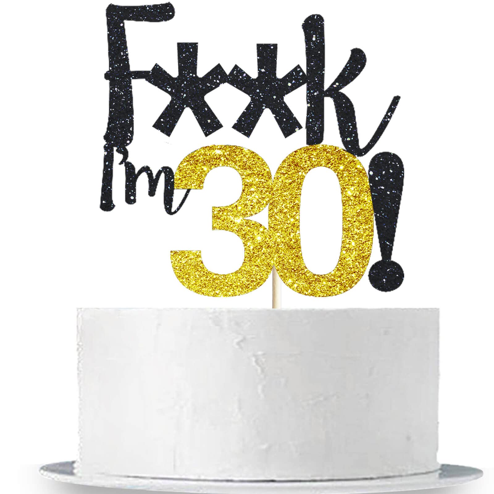 30th Birthday Cake Topper - Black Glitter 'Hello 30' & 'Cheers to 30 Years' Cake Decorations for 30 & Fabulous Themed Parties | Perfect for Milestone Birthday Celebrations, Anniversaries & Special Occasions
