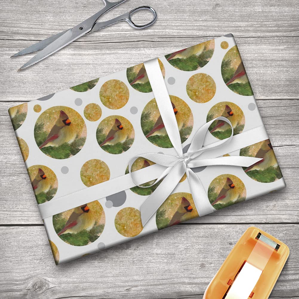 Christmas Holiday Cardinal Bird Gift Wrap Wrapping Paper Roll - Festive Holiday Wrapping Paper for Christmas Gifts, Presents, and Decorations - Perfect for Holiday Parties, Gift Exchanges, and Home Decor