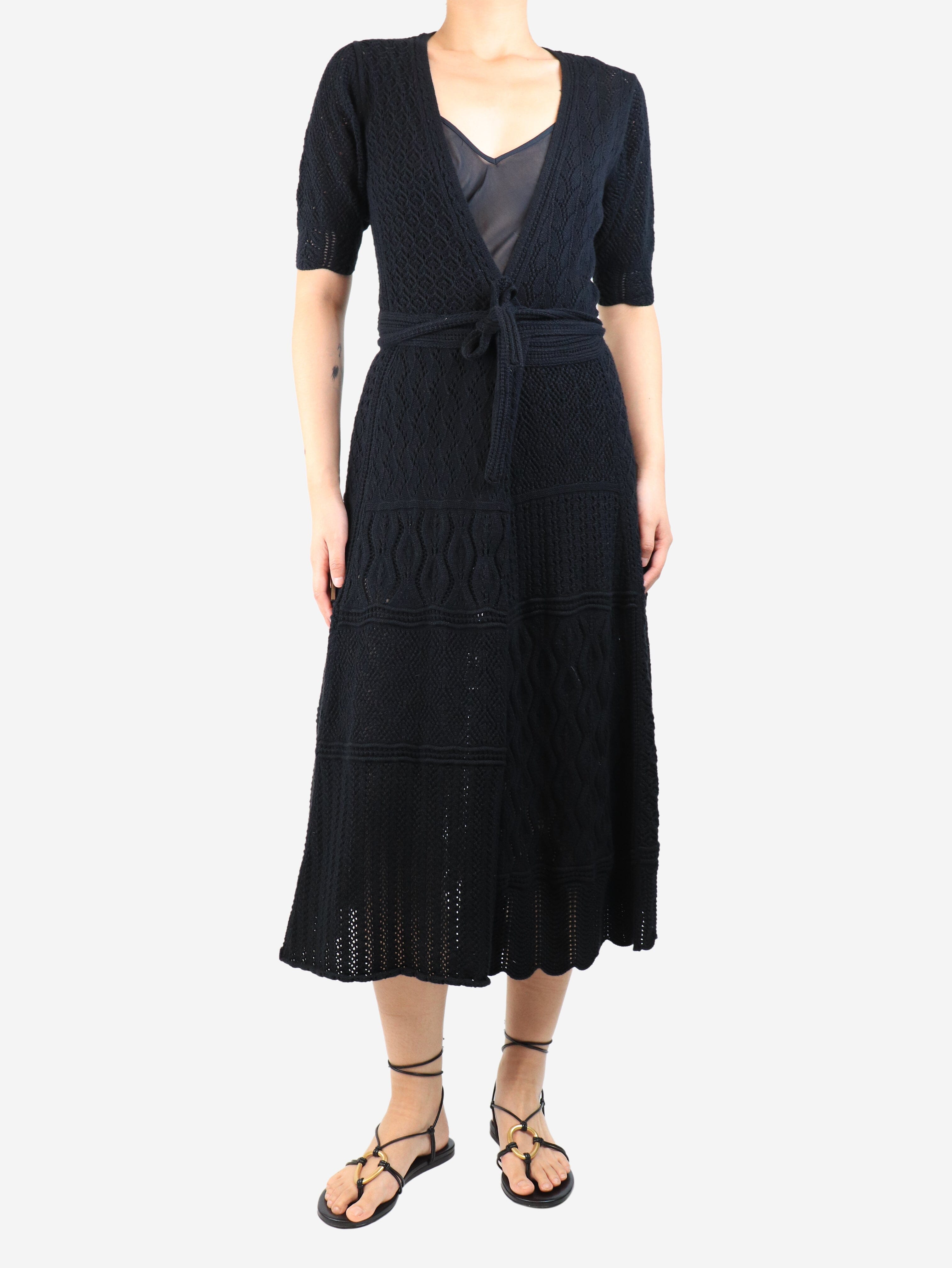 Elegant Black Crochet Maxi Dress for Women - Size M - Perfect for Beach Vacations, Summer Parties & Boho Fashion