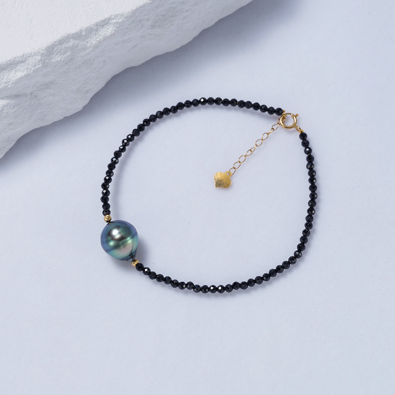18K Solid Gold Tahitian Pearl Bracelet for Women - Elegant Handmade Jewelry Gift (KB00032) | Perfect for Weddings, Anniversaries & Special Occasions