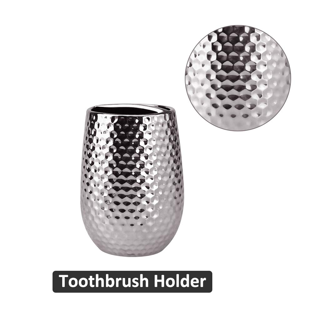 Premium Silver Moroccan Trellis Bathroom Accessories Set - Includes Soap Dispenser, Toothbrush Holder, Tumbler & Soap Dish | Elegant Bath Decor for Modern Homes, Wedding Gifts & Spa Retreats