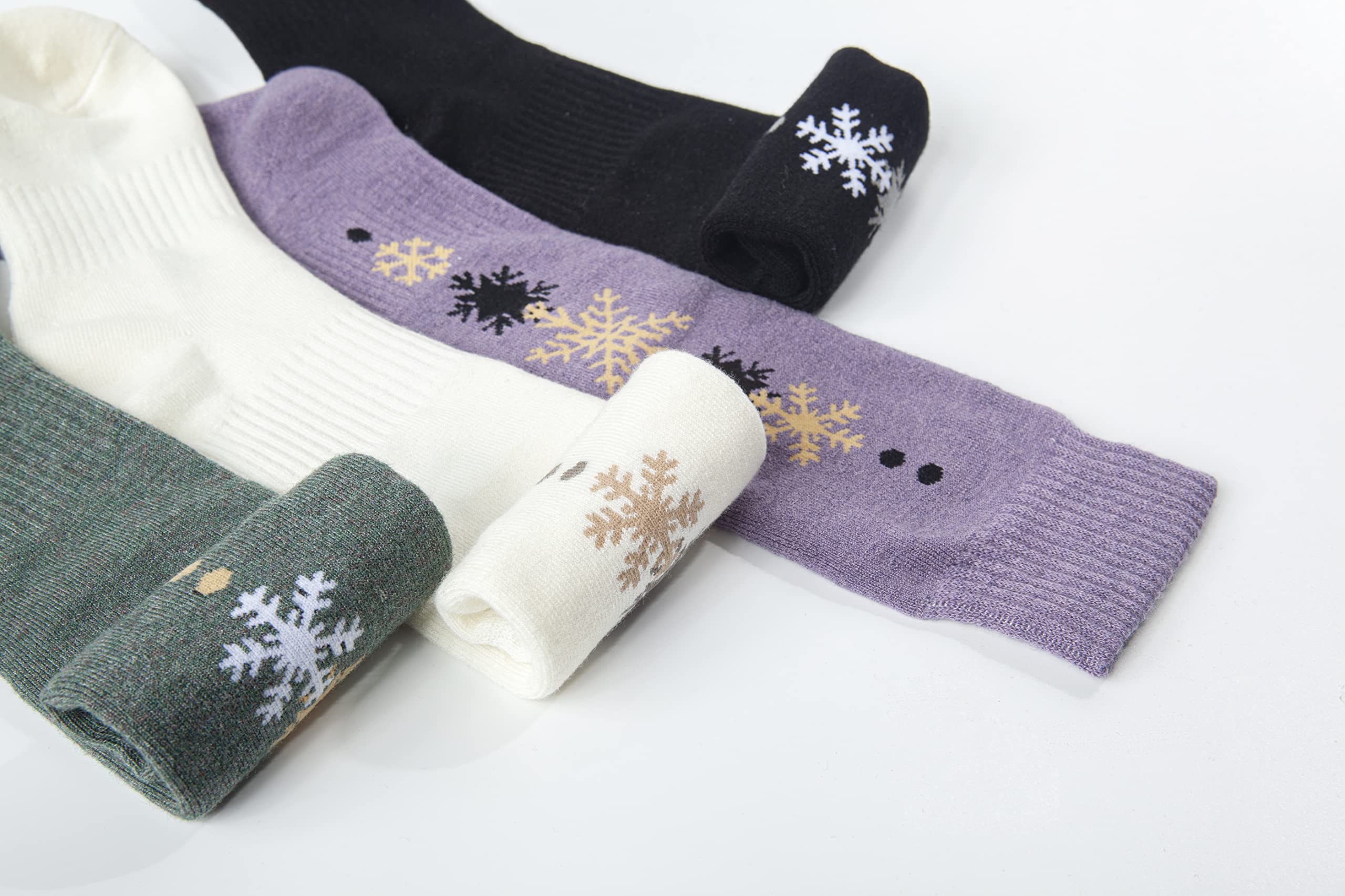 Premium Merino Wool Ski & Hiking Socks for Men & Women - Warm Thermal Winter Snowflake Design - Perfect for Skiing, Snowboarding & Outdoor Adventures