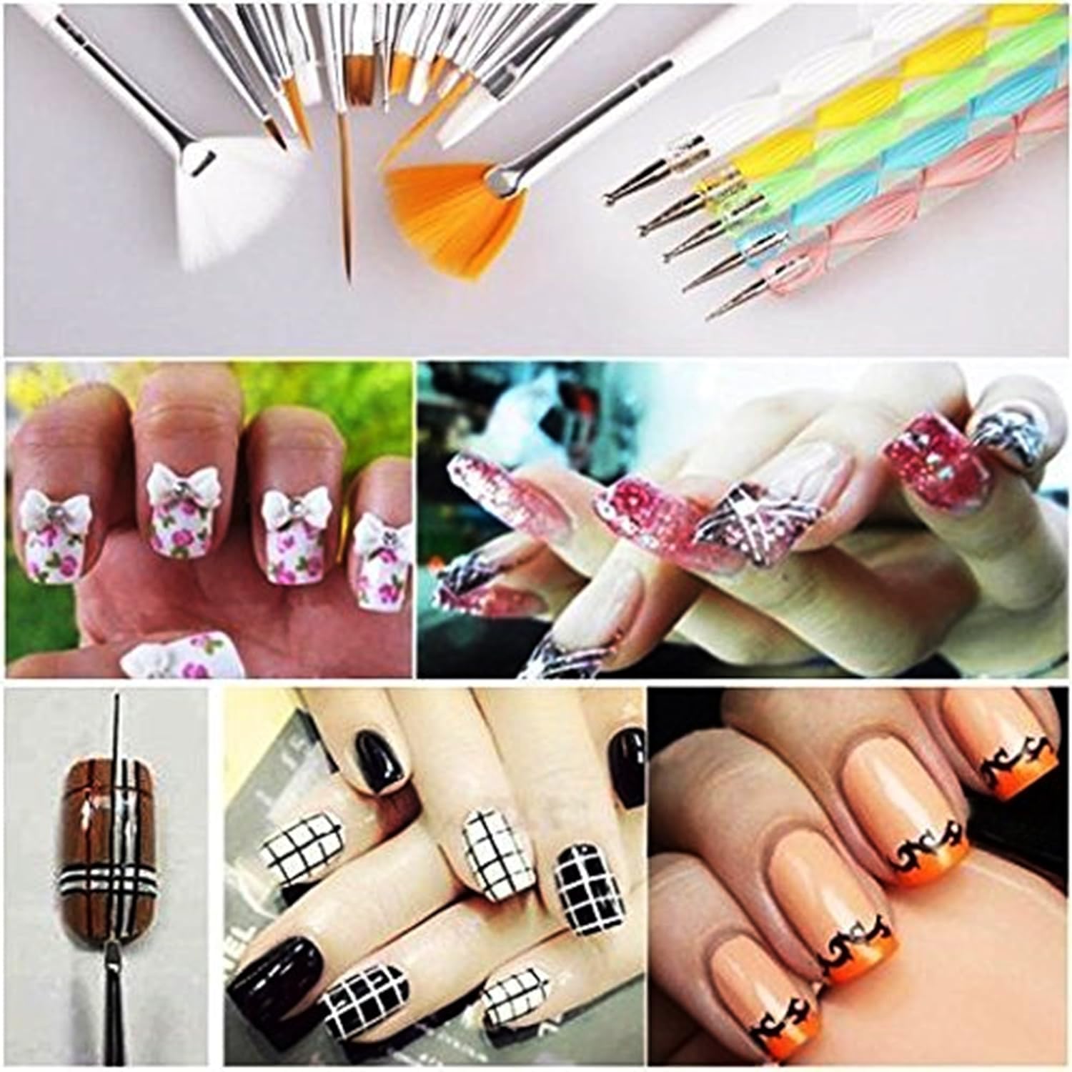 **Khelni Professional Nail Art Kit - 10 Nail Brushes & 5 Dotting Tools for Salon-Quality Nail Designs & Face Painting | Perfect for DIY Manicures, Acrylic Nails & Detailed Artwork**